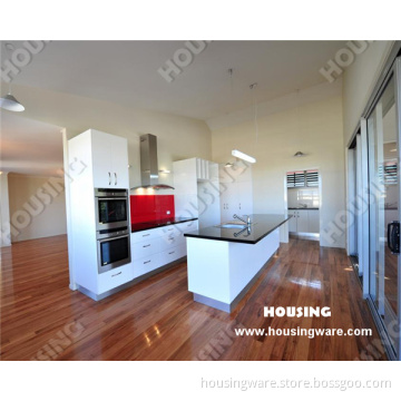 Modern High Gloss Kitchen Cabinet with Glass Countertop